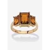 Women's Yellow Gold-Plated Simulated Emerald Cut Birthstone Ring by PalmBeach Jewelry in November (Size 10)