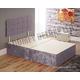 Divan Bed Single Double King Size Super King Base with Cube HEADBOARD in Crushed Velvet (3FT - 2 Drawer, Purple)