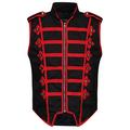 Ro Rox Men's Marching Band Vest Drummer Sleeveless Parade Jacket - Black & Red (L)