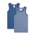 Sanetta Jungen-Unterhemd (Doppelpack) Blau und Blau Ringel | Hochwertiges und nachhaltiges Unterhemd für Jungen aus Baumwolle. Inhalt: 2er Set Unterwäsche für Jungen 128