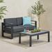 Latitude Run® Outdoor 2 Piece Sofa Seating Group w/ Cushions Metal in Black | Wayfair CACE4240939B43A9BBD5A66F736C5EE5