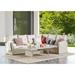 Highland Dunes Pangkal Pinang 78"W All-Weather Outdoor L-Shaped Sofa And Coffee Table w/ Glass Top And Cushions in Brown | Wayfair