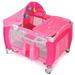 Costway Foldable Baby Crib Playpen with Mosquito Net and Bag-Pink