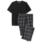 Men's Big & Tall Jersey Knit Plaid Pajama Set by KingSize in Black Buffalo Check (Size 2XL) Pajamas