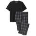 Men's Big & Tall Jersey Knit Plaid Pajama Set by KingSize in Black Buffalo Check (Size 2XL) Pajamas