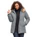 Plus Size Women's Classic-Length Quilted Puffer Jacket by Roaman's in Gunmetal (Size M) Winter Coat