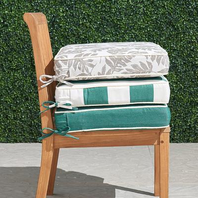 Double-Piped Outdoor Chair Cushion with Cording - Melon, Coral/Red/Natural, 17"W x 17"D - Frontgate