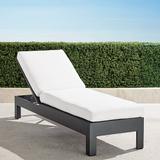 St. Kitts Chaise Lounge with Cushions in Matte Black Aluminum - Resort Stripe Dove, Standard - Frontgate