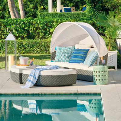 Cadence Daybed in Charcoal - Sunbrella Rain, Rain Air Blue - Frontgate