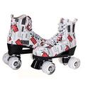 CYYZB Quad Roller Skates for Women and Mens, Classic Roller Skates, Double Row Skates, Light Up 4 Wheels Rollerskates, for Indoor Outdoor, Adults,White wheel,UK 9.5/EU 45