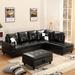 Black Reclining Sectional - Latitude Run® Apolino 74.5" Wide Faux Leather Left Hand Facing Sofa & Chaise w/ Ottoman Faux Leather | Wayfair