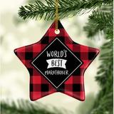 The Holiday Aisle® Star Marathoner Holiday Shaped Ornament Ceramic/Porcelain in Black/Red | 3.1 H x 3.1 W x 3.1 D in | Wayfair