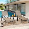 Red Barrel Studio® Darsh 63.4" Long Reclining Chaise Lounge Set w/ Table Metal in Gray | 35 H x 27.6 W x 63.4 D in | Outdoor Furniture | Wayfair