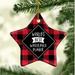 The Holiday Aisle® Star Water Polo Player Holiday Shaped Ornament Ceramic/Porcelain in Black/Red | 3.1 H x 3.1 W x 3.1 D in | Wayfair