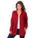 Plus Size Women's Classic-Length Thermal Hoodie by Roaman's in Vivid Red (Size 3X) Zip Up Sweater