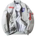 Wjmss Men's Bomber Waterproof Jacket NASA LogoThin section Clothing Long Sleeve Flight Windbreaker Air Force MA-1 Jacket Coat Outdoor Sports,light gray,XXXXL
