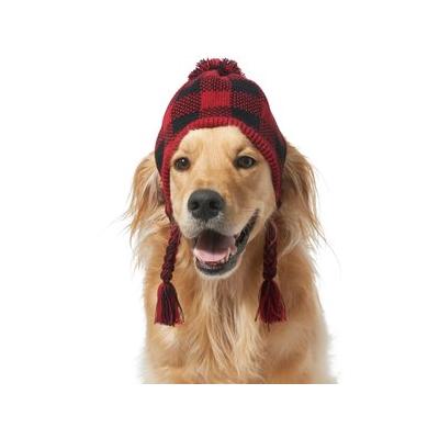 Frisco Plaid Dog & Cat Knitted Hat, Red Buffalo Plaid, X-Large/XX-Large