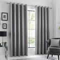 Curtina Oriental Squares Geometric Textured Eyelet Lined Curtains, Silver, 66 x 90 Inch, 96% Polyester, 4% Metallic, W168cm (66") x D229cm (90")