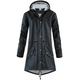 SWAMPLAND PU Lined Raincoat Women Warm Rainjacket Waterproof Trench Coat with Hood Winter Rainwear Ladies Windbreaker Black Gr.XS