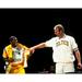 Larry Bird Boston Celtics Unsigned with Magic Johnson Shirt Photograph