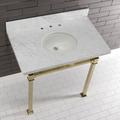 Kingston Brass Monarch Ceramic Rectangular Console Bathroom Sink w/ Overflow in White | 37.75 H x 36 W x 22 D in | Wayfair KVPB36MOQ7