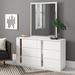 Wade Logan® Augie 6 Drawer 55" W Double Dresser w/ Mirror Wood in White | 72.5 H x 55 W x 16.5 D in | Wayfair C921129AEEC749C38406F1935999D79B