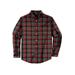 Men's Big & Tall Wrinkle-Free Plaid Shirt by KingSize in Red Plaid (Size 8XL)