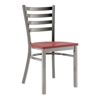 Lancaster Table & Seating Clear Coat Finish Ladder Back Chair with Mahogany Wood Seat - Detached Seat