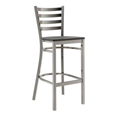 Lancaster Table & Seating Clear Coat Finish Ladder Back Bar Stool with Black Wood Seat - Assembled