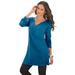 Plus Size Women's Y-Neck Ultimate Tunic by Roaman's in Peacock Teal (Size 1X) Long Shirt