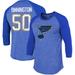 Men's Fanatics Branded Jordan Binnington Blue St. Louis Blues Name & Number Tri-Blend Raglan 3/4-Sleeve T-Shirt