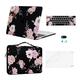 MOSISO Compatible with MacBook Pro 13 inch Case 2016-2024 Release M2 M1 A2338 A2289 A2251 A2159 A1989 A1706 A1708, Plastic Peony Hard Shell&Sleeve Bag&Keyboard Skin&Webcam Cover&Screen Protector,Black