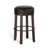 Williston Forge Avalyn Swivel Bar & Counter Stool Wood/Upholstered/Leather in Brown | 30 H x 19 W x 19 D in | Wayfair