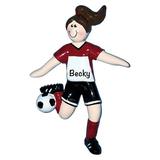 The Holiday Aisle® Soccer Girl Hanging Figurine Ornament Plastic in Black/Red | 4.25 H x 1.75 W x 0.5 D in | Wayfair