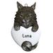 The Holiday Aisle® Mainecoon Cat Personalized Hanging Figurine Ornament Plastic in Gray/White | 3.75 H x 2.25 W x 0.5 D in | Wayfair