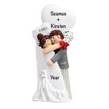 The Holiday Aisle® I Do Wedding Couple Hanging Figurine Ornament Plastic in White | 5.25 H x 2.25 W x 0.5 D in | Wayfair