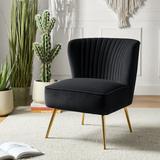 Accent Chair - Etta Avenue™ Euclid Upholstered Accent Chair w/ Metal Legs in Black | 31 H x 26 W x 29.5 D in | Wayfair