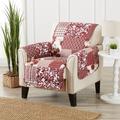 Winston Porter Patchwork Scalloped Printed Box Cushion Armchair Slipcover in Red/Brown | 1 H x 21 W x 75 D in | Wayfair