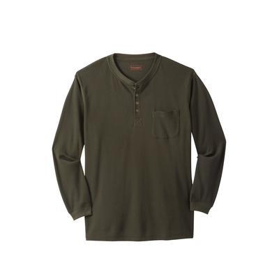 Men's Big & Tall Thermal Pocket Longer-Length Henley by Boulder Creek in Forest Green (Size 5XL) Long Underwear Top