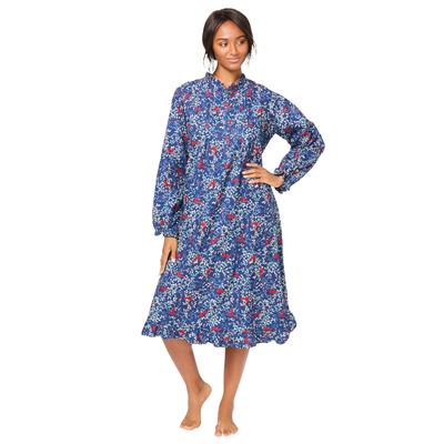 Plus Size Women's Cotton Flannel Print Short Gown by Only Necessities in Evening Blue Cardinals (Size L) Pajamas