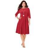 Plus Size Women's Velour Swing Drape Dress by Roaman's in Classic Red (Size 42/44)