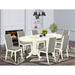 Alcott Hill® Seery Butterfly Leaf Rubberwood Solid Wood Dining Set Wood/Upholstered in Brown/White, Size 30.0 H in | Wayfair