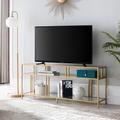 Cortland Brass Finish TV Stand with Glass Shelves - Hudson & Canal TV0488