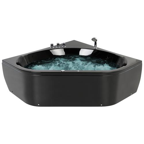 Badewanne Schwarz 140 x 140 cm Sanitäracryl mit Massagefunktion Modern