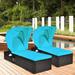 Hokku Designs Cieran Chaise Lounge w/ Cushion Wicker/Rattan in Blue | 35.5 H x 23.5 W x 77 D in | Outdoor Furniture | Wayfair