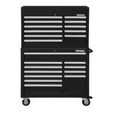 WESTWARD 7CY13 42"W Tool Chest and Cabinet Combination 22 Drawers, Black,