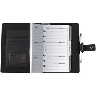 Bind Terminplaner A6 Kunstleder mit Druckknopfverschluss schwarz schwarz, 13.5x19 cm