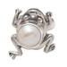 Free-Spirited Frog,'Cultured Pearl and Sterling Silver Frog Ring'