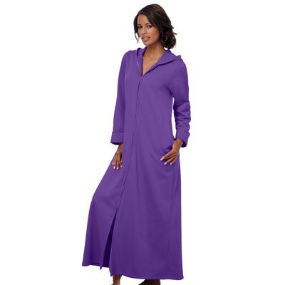 Plus Size Women's Long Hooded Fleece Sweatshirt Robe by Dreams & Co. in Plum Burst (Size 3X)