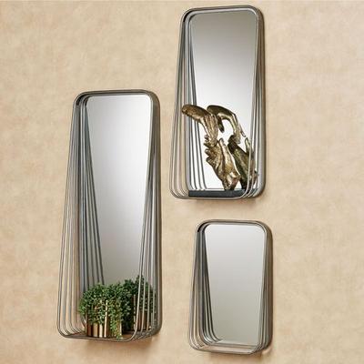 Braddox Mirrored Wall Shelves Gun Metal Set of Three, Set of Three, Gun Metal